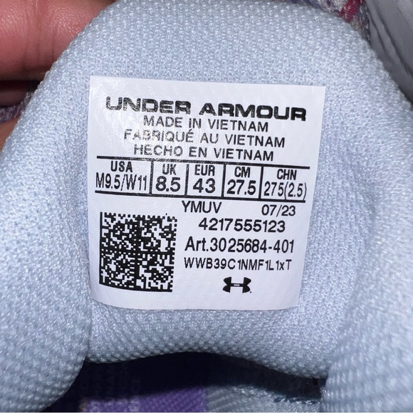 Curry Flow 9 Under Armour Violet & Blue M 9 W 11.5  MVP For The W NBA - Picture 11 of 12